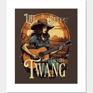 Country Music Vibes - Rustic Guitar & Heartfelt Lyrics Posters and Art